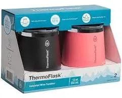 [V700200] Vaso Acero Inoxidable Frio 354ml, 2 Unidades (Negro/rosado)